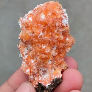 Orange Heulandite On Okenite Matrix, Natural Mineral